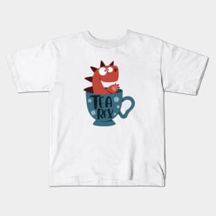 Tea Rex Retro dinosaur Kids T-Shirt